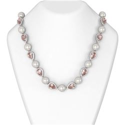 45.15 ctw Morganite & Diamond Necklace 18K White Gold