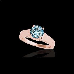 1.25 ctw SI Certified Fancy Blue Diamond Solitaire Ring 10K Rose Gold