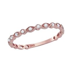 14kt Rose Gold Round Diamond Vintage Stackable Band Ring 1/8 Cttw