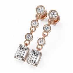 3 ctw Emerald Cut Diamond Earrings 18K Rose Gold