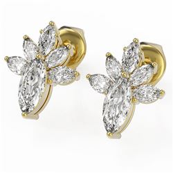 1.75 ctw Marquise Cut Diamond Designer Earrings 18K Yellow Gold