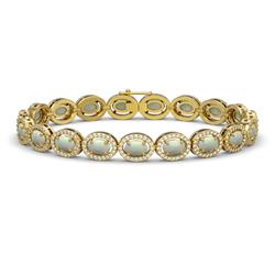 9.5 ctw Opal & Diamond Micro Pave Halo Bracelet 10K Yellow Gold