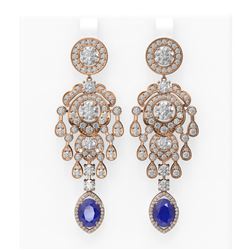14.52 ctw Sapphire & Diamond Earrings 18K Rose Gold