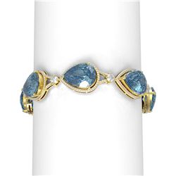 80.23 ctw Blue Topaz & Diamond Bracelet 18K Yellow Gold