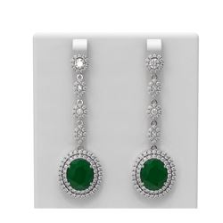 18.83 ctw Emerald & Diamond Earrings 18K White Gold
