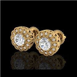 1.32 ctw VS/SI Diamond Solitaire Art Deco Stud Earrings 18K Yellow Gold