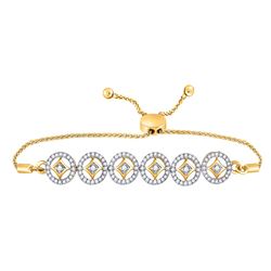 10kt Yellow Gold Round Diamond Joined Circles Bolo Bracelet 1/3 Cttw