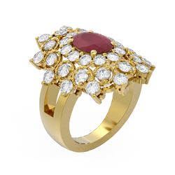 6.12 ctw Ruby & Diamond Ring 18K Yellow Gold