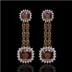 18.92 ctw Garnet & Diamond Earrings 14K Yellow Gold