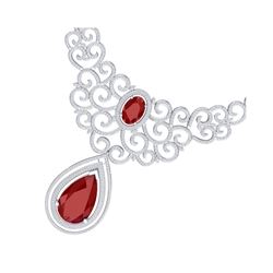 87.52 ctw Ruby & VS Diamond Necklace 18K White Gold