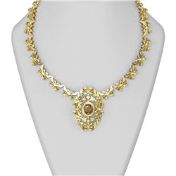 12.71 ctw Canary Citrine & Diamond Necklace 18K Yellow Gold