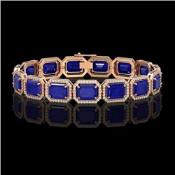 38.61 ctw Sapphire & Diamond Micro Pave Halo Bracelet 10K Rose Gold