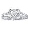 Image 1 : 14kt White Gold Round Diamond Solitaire Heart Ring 1/8 Cttw