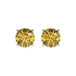 1.04 ctw Certified Intense Yellow Diamond Stud Earrings 10K White Gold
