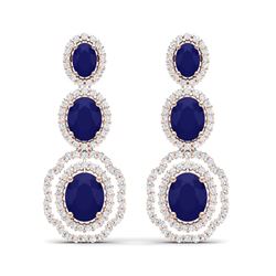 17.01 ctw Sapphire & VS Diamond Earrings 18K Rose Gold