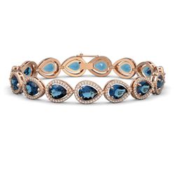 21.06 ctw London Topaz & Diamond Micro Pave Halo Bracelet 10K Rose Gold