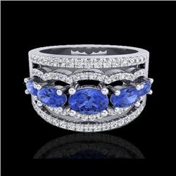 2.25 ctw Tanzanite & Micro Pave VS/SI Diamond Designer Ring 10K White Gold