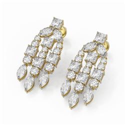 6.4 ctw Princess and Marquise cut Diamond Earrings 18K Yellow Gold
