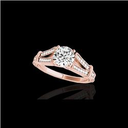 1.25 ctw Certified Diamond Solitaire Antique Ring 10K Rose Gold