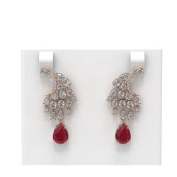 15.97 ctw Ruby & Diamond Earrings 18K Rose Gold