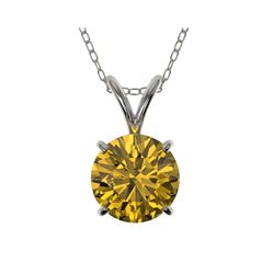 1.25 ctw Certified Intense Yellow Diamond Necklace 10K White Gold