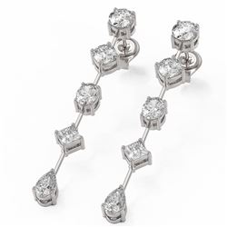 2.74 ctw Mix cut Diamonds Designer Earrings 18K White Gold