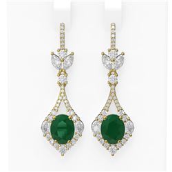 10.52 ctw Emerald & Diamond Earrings 18K Yellow Gold
