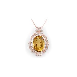 12.8 ctw Citrine & Diamond Necklace 14K Rose Gold
