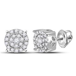 10kt White Gold Round Diamond Cindys Dream Cluster Earrings 1/8 Cttw
