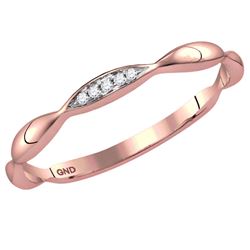 10kt Rose Gold Round Diamond Contour Stackable Band Ring .02 Cttw