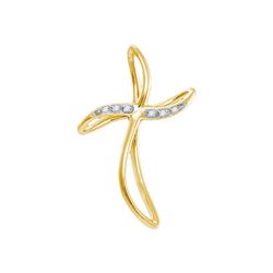 10kt Yellow Gold Round Diamond Cross Religious Pendant .02 Cttw