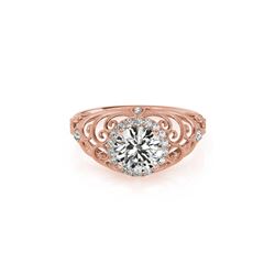1.22 ctw Certified VS/SI Diamond Halo Ring 18K Rose Gold