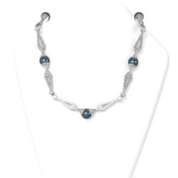 8.02 ctw Diamond and Pearl Necklace 18K White Gold