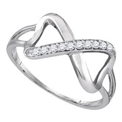 10kt White Gold Round Diamond Infinity Ring 1/10 Cttw