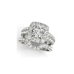 2.51 ctw Certified VS/SI Diamond 2pc Wedding Set Halo 14K White Gold
