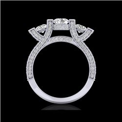 2.3 ctw VS/SI Diamond Micro Pave 3 Stone Ring 18K White Gold