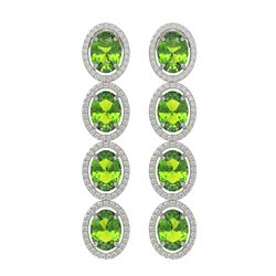 14.04 ctw Peridot & Diamond Micro Pave Halo Earrings 10K White Gold