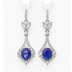 10.73 ctw Sapphire & Diamond Earrings 18K White Gold
