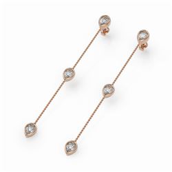 4.5 ctw Pear Cut Diamond Station Earrings 18K Rose Gold