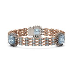 29.95 ctw Aquamarine & Diamond Bracelet 14K Rose Gold