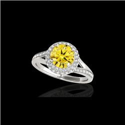 1.6 ctw Certified SI/I Fancy Intense Yellow Diamond Ring 10K White Gold