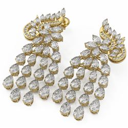 18 ctw Pear Cut Diamond Designer Earrings 18K Yellow Gold