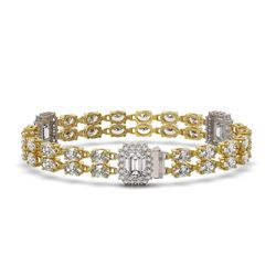 13.36 ctw Emerald Cut & Oval Diamond Bracelet 18K Yellow Gold