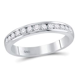 14kt White Gold Round Diamond Single Row Channel-set Wedding Band 1/3 Cttw