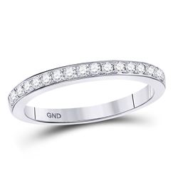 10kt White Gold Round Diamond Single Row Band Ring 1/4 Cttw