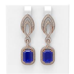 14.72 ctw Sapphire & Diamond Earrings 18K Rose Gold