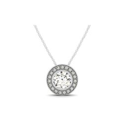 1.75 ctw Certified VS/SI Diamond Halo Necklace 14K White Gold