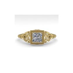 .50 ctw VS/SI Princess Diamond Engagement Ring Art Deco 18K Yellow Gold