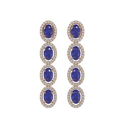6.47 ctw Sapphire & Diamond Micro Pave Halo Earrings 10K Rose Gold