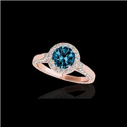2.15 ctw SI Certified Fancy Blue Diamond Halo Ring 10K Rose Gold